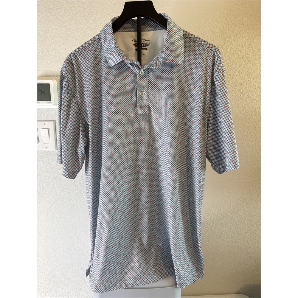 Straight Down Men's Golf Polo Geometric Print Multicolor Size Large